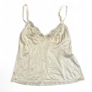 Cream Vintage Slip Cami with Lace Trim